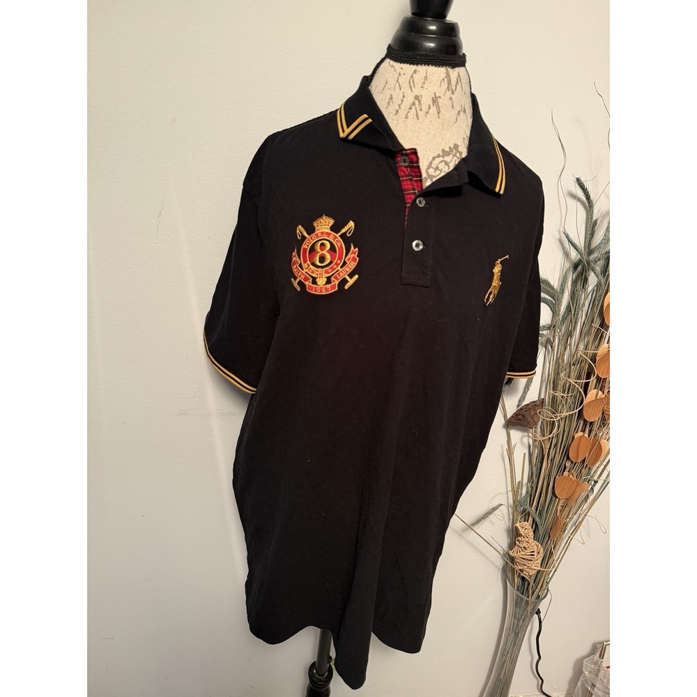 Ralph Lauren Limited Edition Polo Shirt‎ Custom Fit Sz XL Gold Big Pony Black